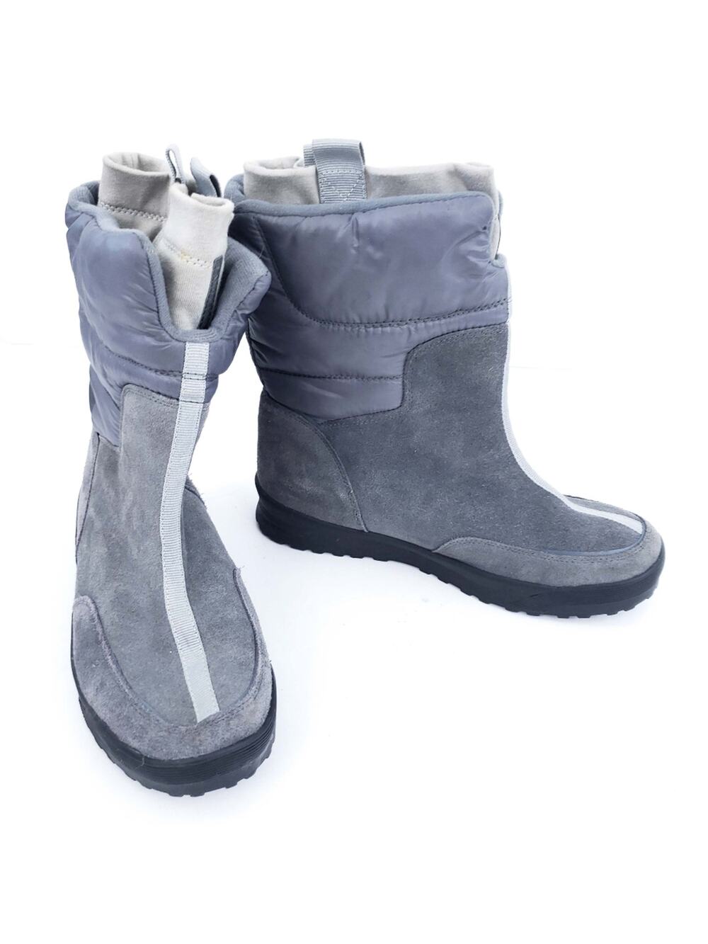 Lands End Suede Boots Gray 406465 Size 9B Winter Boots Warm Pull On MidCalf